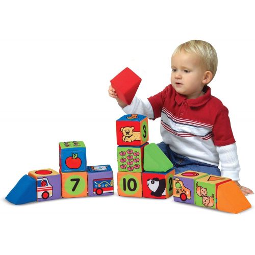  Melissa & Doug Match & Build Soft Blocks (Developmental Toys, 14 Pieces, Great Gift for Girls and Boys - Best for Babies and Toddlers, 9 Month Olds, 1 and 2 Year Olds)