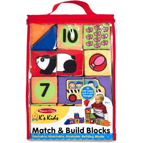  Melissa & Doug Match & Build Soft Blocks (Developmental Toys, 14 Pieces, Great Gift for Girls and Boys - Best for Babies and Toddlers, 9 Month Olds, 1 and 2 Year Olds)