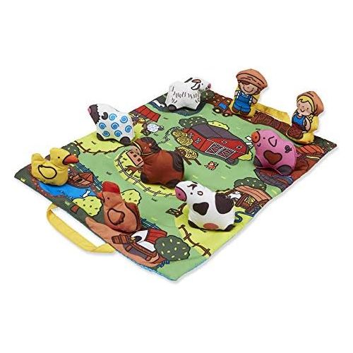  Visit the Melissa & Doug Store Melissa & Doug Take-Along Farm Baby and Toddler Play Mat (19.25 x 14.5 inches) With 9 Animals - Folds To Be Convenient Storage Bag for Travel