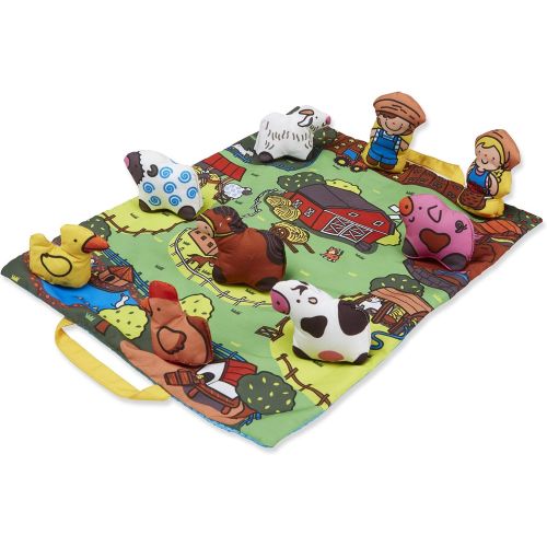  Visit the Melissa & Doug Store Melissa & Doug Take-Along Farm Baby and Toddler Play Mat (19.25 x 14.5 inches) With 9 Animals - Folds To Be Convenient Storage Bag for Travel