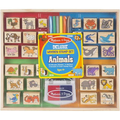  [아마존베스트]Melissa & Doug Deluxe Wooden Stamp Set  Animals