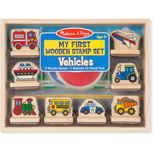  [아마존베스트]Melissa & Doug First Wooden Stamp Set  Vehicles