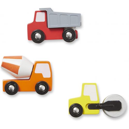  [아마존베스트]Melissa & Doug Round the Construction Zone Work Site Rug With 3 Wooden Trucks