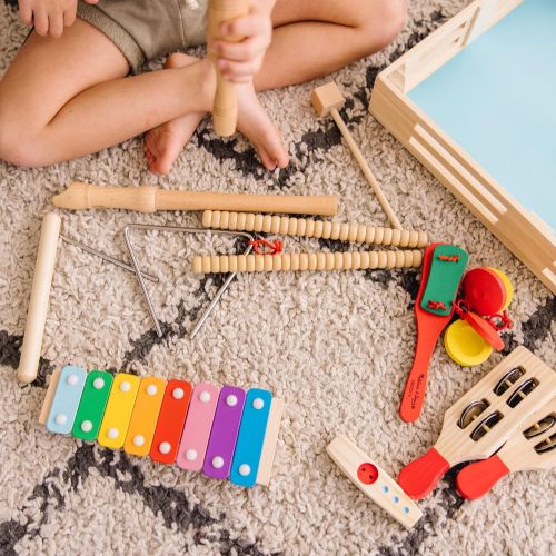  [아마존베스트]Melissa & Doug Deluxe Band Set with Wooden Musical Instruments & Storage Case (Frustration-Free Packaging)