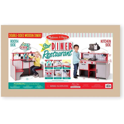  Melissa & Doug Double-Sided Wooden Star Diner Restaurant Play Space