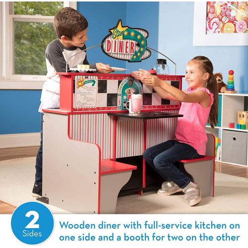  Melissa & Doug Double-Sided Wooden Star Diner Restaurant Play Space
