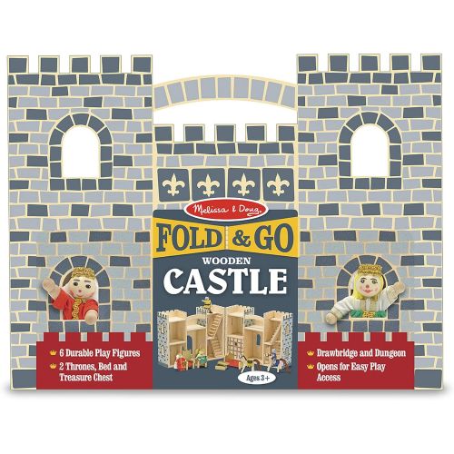  Melissa & Doug Fold and Go Wooden Castle Dollhouse With Wooden Dolls and Horses (12 pcs)