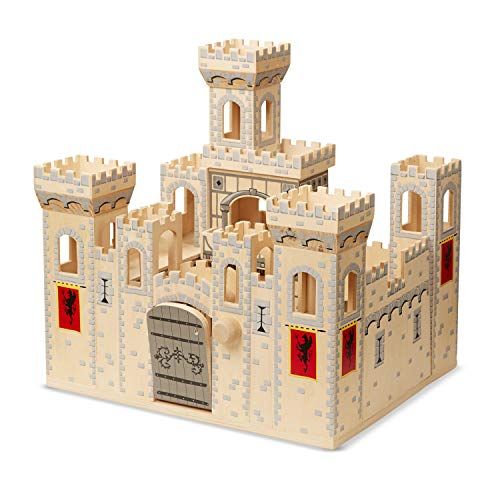  Melissa & Doug Deluxe Folding Medieval Wooden Castle - Hinged for Compact Storage H: 19.7 x W: 18.5 x D: 14.2