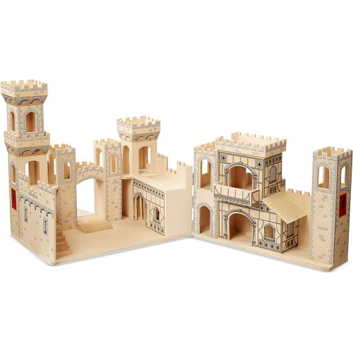  Melissa & Doug Deluxe Folding Medieval Wooden Castle - Hinged for Compact Storage H: 19.7 x W: 18.5 x D: 14.2