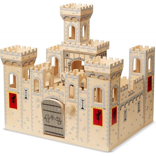  Melissa & Doug Deluxe Folding Medieval Wooden Castle - Hinged for Compact Storage H: 19.7 x W: 18.5 x D: 14.2