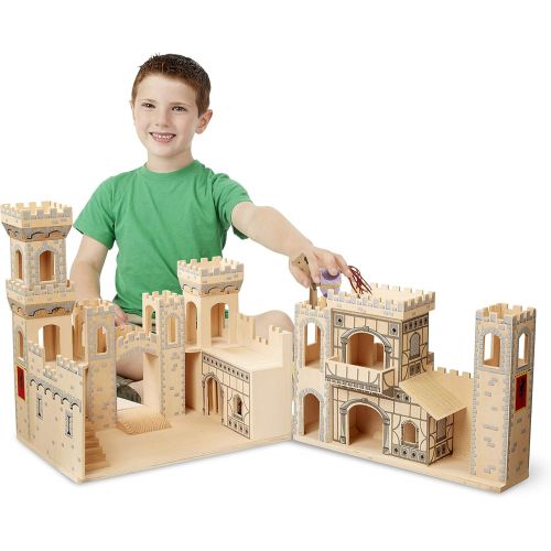  Melissa & Doug Deluxe Folding Medieval Wooden Castle - Hinged for Compact Storage H: 19.7 x W: 18.5 x D: 14.2