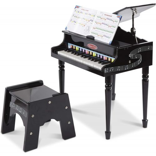  Melissa & Doug Learn-To-Play Classic Grand Piano With 30 Keys, Color-Coded Songbook, and Non-Tip Bench