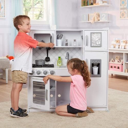  Melissa & Doug Wooden Chef’s Pretend Play Toy Kitchen With “Ice” Cube Dispenser  Charcoal