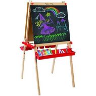 Melissa & Doug Deluxe Magnetic Standing Art Easel, Arts & Crafts, Sturdy Wooden Construction, 3 Adjustable Heights, Easy-Turn Knobs, 47” H x 27” W x 26” L