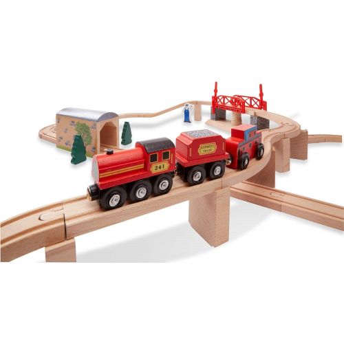  Melissa & Doug Childrens Swivel Bridge Train Set