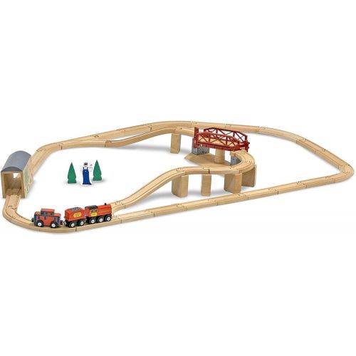  Melissa & Doug Childrens Swivel Bridge Train Set