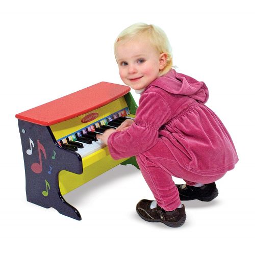  Melissa & Doug Learn-to-Play Piano, Musical Instruments, Solid Wood Construction, 25 Keys and 2 Full Octaves, 11.5” H x 9.5” W x 16” L