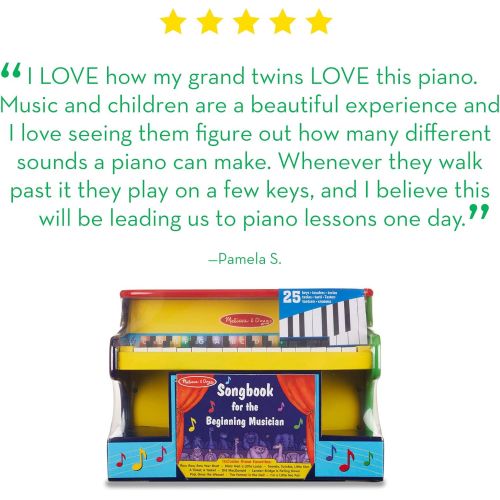  Melissa & Doug Learn-to-Play Piano, Musical Instruments, Solid Wood Construction, 25 Keys and 2 Full Octaves, 11.5” H x 9.5” W x 16” L