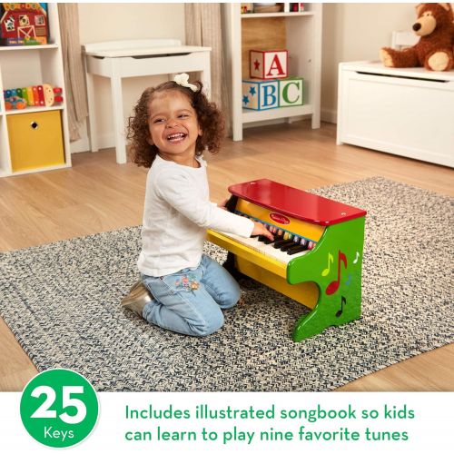  Melissa & Doug Learn-to-Play Piano, Musical Instruments, Solid Wood Construction, 25 Keys and 2 Full Octaves, 11.5” H x 9.5” W x 16” L