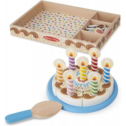  Melissa & Doug Top and Bake Wooden Pizza Counter Play Food Set, Pretend Play, Helps Support Cognitive Development, 34 Pieces, 7.75 H x 9.25 W x 13.25 L
