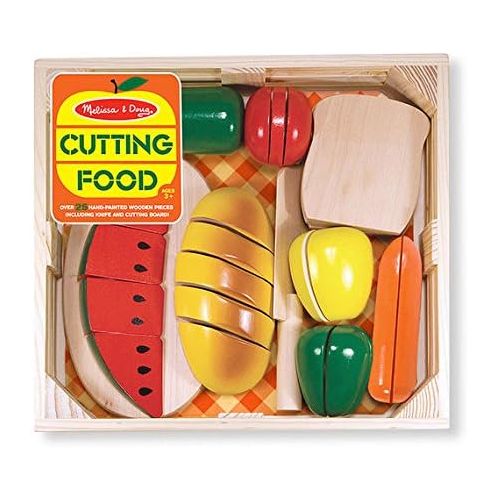  Melissa & Doug Cutting Food - Play Food Set With 25+ Hand-Painted Wooden Pieces, Knife, and Cutting Board With Melissa & Doug Cutting Fruit Set - Wooden Play Food Kitchen Accessory