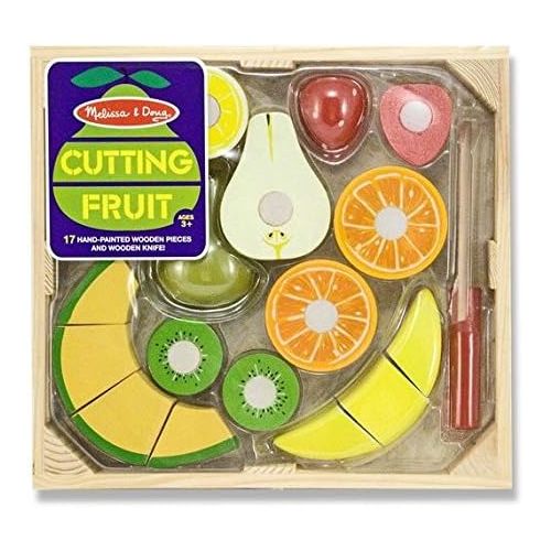 Melissa & Doug Cutting Food - Play Food Set With 25+ Hand-Painted Wooden Pieces, Knife, and Cutting Board With Melissa & Doug Cutting Fruit Set - Wooden Play Food Kitchen Accessory