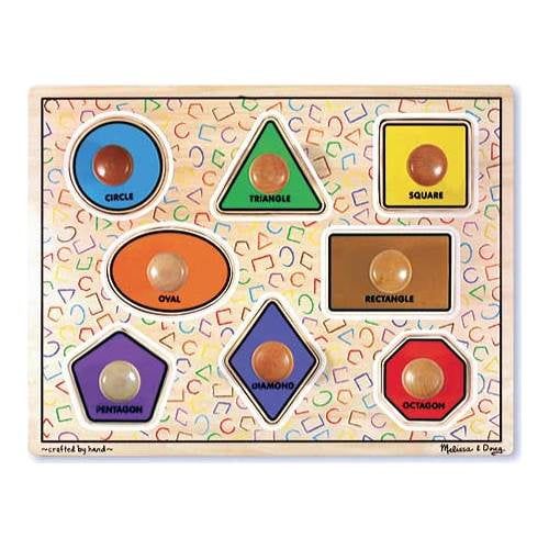  Childrens Melissa & Doug Large Shapes Jumbo Knob Puzzle 15.5 x 12