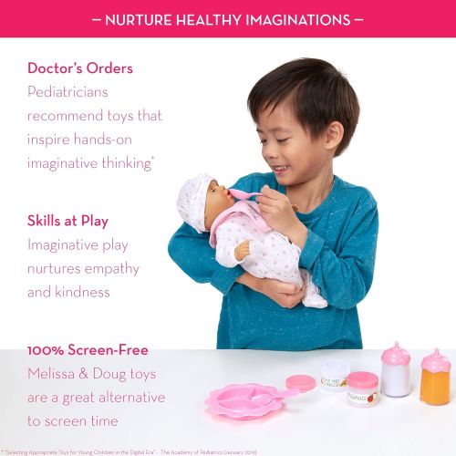  [아마존 핫딜] [아마존핫딜]Melissa & Doug Mine to Love Doll Feeding and Changing Accessories Set (Diaper Bag Set, Baby Food & Bottle Set, Great Gift for Girls and Boys - Best for 3, 4, 5, and 6 Year Olds)
