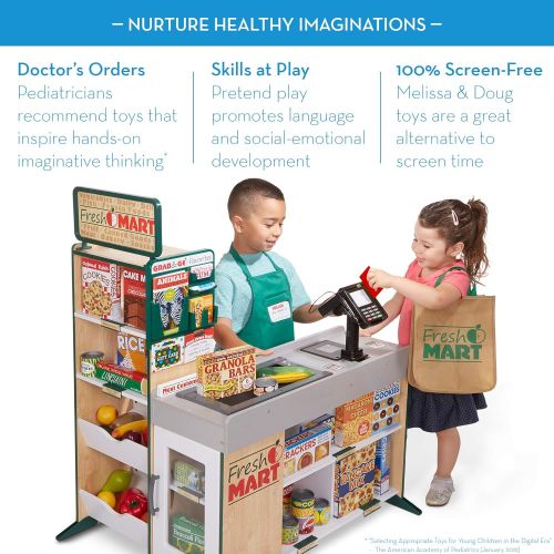  [아마존핫딜][아마존 핫딜] Melissa & Doug Wooden Fresh Mart Grocery Store - The Original (Freestanding Grocery Stand Kids Toy, Great Gift for Girls & Boys - Best for 3, 4, 5, 6, 7 Year Olds and Up)