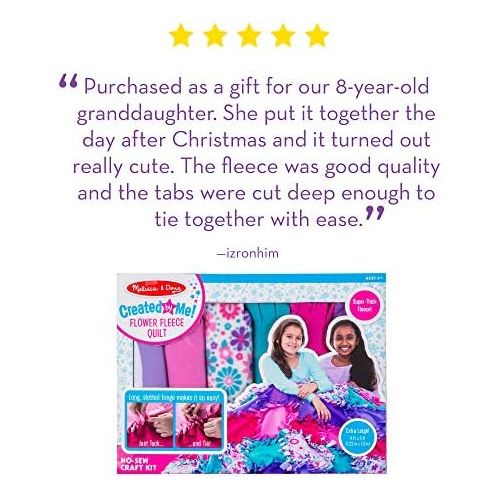  [아마존베스트]Melissa & Doug Created by Me! Flower Fleece Quilt (Arts & Crafts, No-Sew Fleece Quilt, Soft Material, 48-Pieces, 5′W × 4′L)