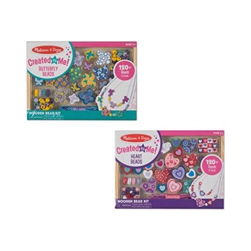  [아마존베스트]Melissa & Doug Sweet Hearts Bead Set, Arts & Crafts, Easy to Use, Handy Wooden Tray, 120 Wooden Beads & 5 Color Cords, 9.75” H x 6.95” W x 1” L