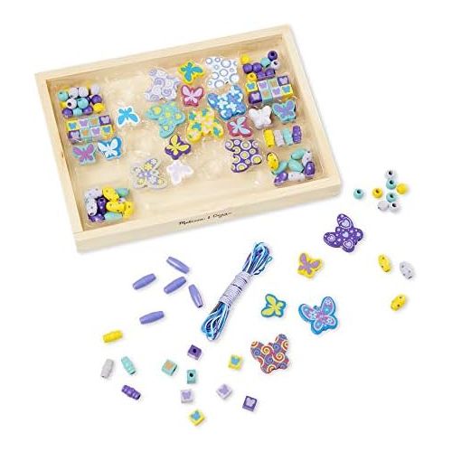  [아마존베스트]Melissa & Doug Sweet Hearts Bead Set, Arts & Crafts, Easy to Use, Handy Wooden Tray, 120 Wooden Beads & 5 Color Cords, 9.75” H x 6.95” W x 1” L