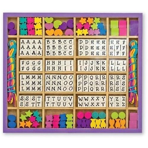  [아마존베스트]Melissa & Doug Deluxe Created By Me! Wooden Alphabet Beads Set (Jewelry-Making Kit, Over 200 Beads, 8 Cords)