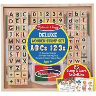 [아마존베스트]Melissa & Doug Deluxe Wooden Stamp Set - ABCs 123s (Arts & Crafts, 4-Color Inkpad, 70+ Pieces)