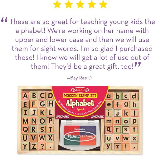  [아마존베스트]Melissa & Doug Alphabet Stamp Set (Stamps with Lower-Case and Capital Letters, 4 Colors, 56-Stamps)