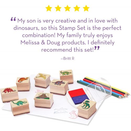  [아마존베스트]Melissa & Doug Wooden Stamp Set - Dinosaurs (Arts & Crafts, Sturdy Wooden Storage Box, Washable Ink, 14 Pieces)