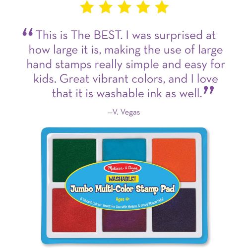  [아마존베스트]Melissa & Doug Jumbo Multi-Colored Stamp Pad With 6 Washable Inks (Arts & Crafts, Oversized Ink Pad for Bigger Stamps, Washable Ink)