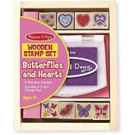 [아마존베스트]Melissa & Doug Butterfly and Heart Wooden Stamp Set (8 Stamps and 2-Color Stamp Pad)