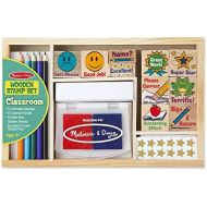 [아마존베스트]Melissa & Doug Wooden Classroom Stamp Set With 10 Stamps, 5 Colored Pencils, 4 Sticker Sheets, and 2-Colored Stamp Pad