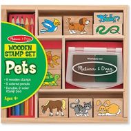 [아마존베스트]Melissa & Doug Wooden Stamp Set: Pets - 9 Stamps, 5 Colored Pencils, and 2-Color Stamp Pad