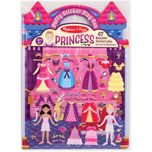  [아마존베스트]Melissa & Doug Puffy Sticker Play Set, Princess (Reusable Activity Book,67 Stickers, Great for Travel)