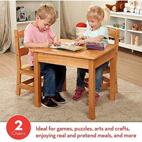  [아마존베스트]Melissa & Doug Solid Wood Table & Chairs (Kids Furniture, Sturdy Wooden Furniture, 3-Piece Set, 20” H x 23.5” W x 20.5” L)