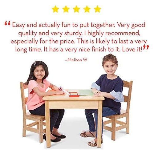  [아마존베스트]Melissa & Doug Solid Wood Table & Chairs (Kids Furniture, Sturdy Wooden Furniture, 3-Piece Set, 20” H x 23.5” W x 20.5” L)