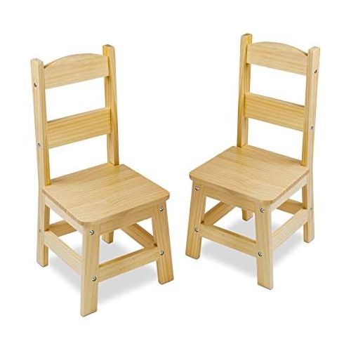  [아마존베스트]Melissa & Doug Solid Wood Chairs, Chairs for Kids, Light-Finish Furniture for a Playroom (Durable Construction, Set of 2, 28” H x 15.2” W x 4” L)