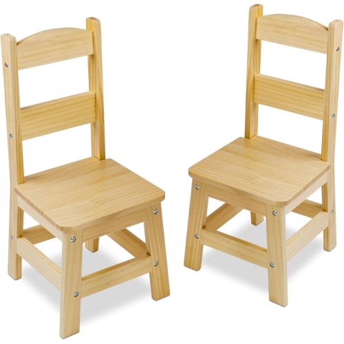  [아마존베스트]Melissa & Doug Solid Wood Chairs, Chairs for Kids, Light-Finish Furniture for a Playroom (Durable Construction, Set of 2, 28” H x 15.2” W x 4” L)