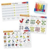 [아마존베스트]Melissa & Doug Alphabet and Numbers Placemats (Set of 3 Double-Sided Mats) With 5 Wipe-Off Crayons