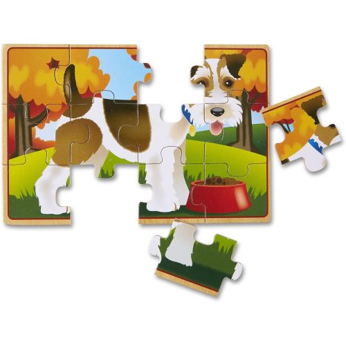  [아마존베스트]Melissa & Doug Pets Jigsaw Puzzles in a Box (Four Wooden Puzzles, Sturdy Wooden Storage Box, 12-Piece Puzzles, 8” H x 6” W x 2.5” L)