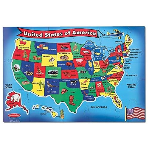  [아마존베스트]Melissa & Doug USA (United States) Map Floor Puzzle (Wipe-Clean Surface, Teaches Geography & Shapes, 51 Pieces, 24” L x 36” W)