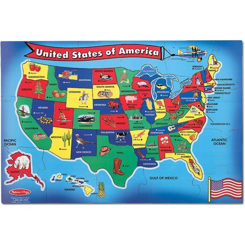  [아마존베스트]Melissa & Doug USA (United States) Map Floor Puzzle (Wipe-Clean Surface, Teaches Geography & Shapes, 51 Pieces, 24” L x 36” W)