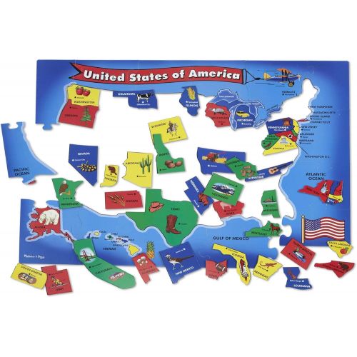  [아마존베스트]Melissa & Doug USA (United States) Map Floor Puzzle (Wipe-Clean Surface, Teaches Geography & Shapes, 51 Pieces, 24” L x 36” W)